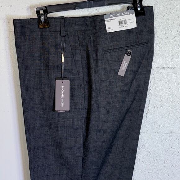 Michael Kors Men's Plaid Classic Wool-Blend Stretch Suit Pants grey 44x32 $190 - Picture 2 of 10